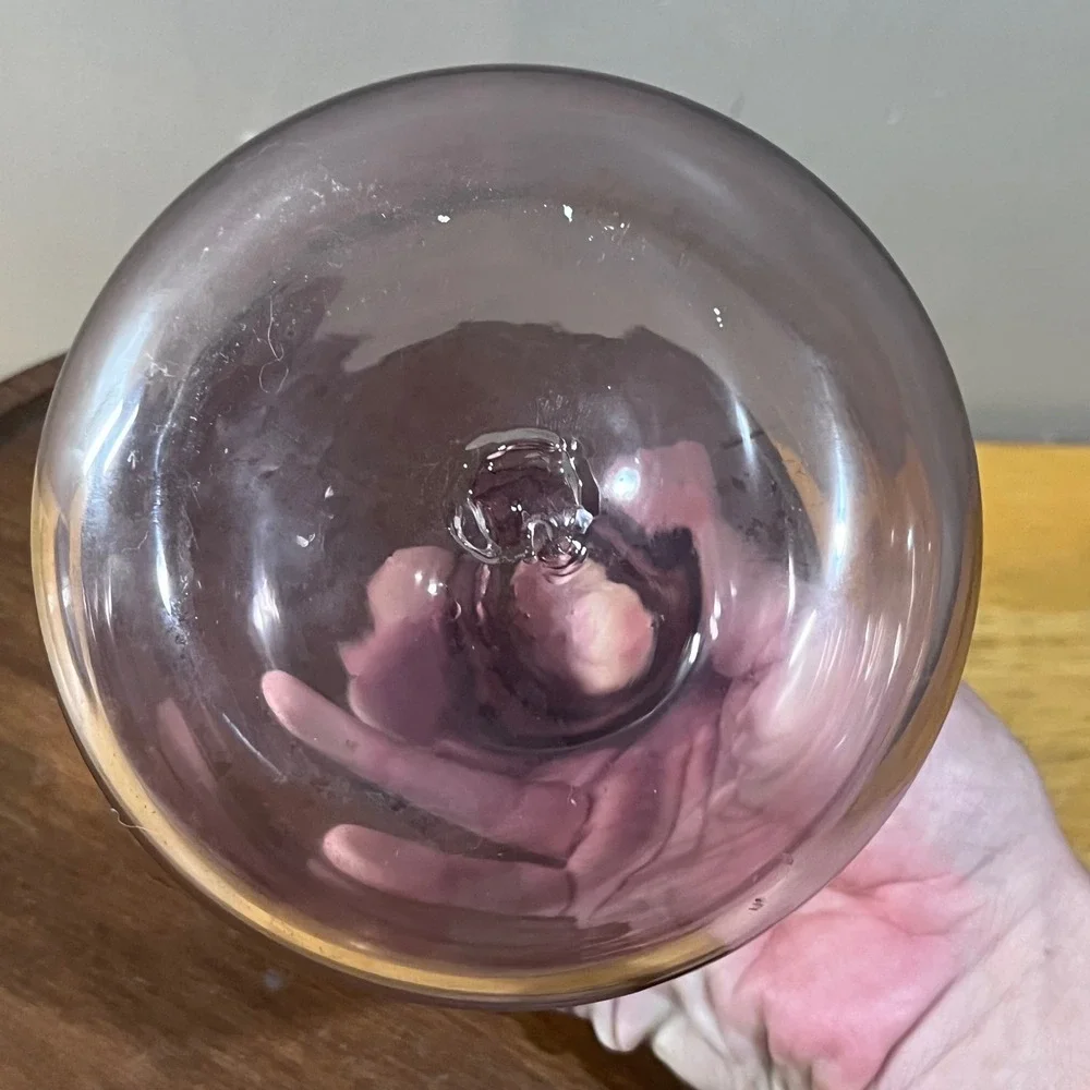 Vtg Blenko Amethyst Purple Art Glass Decanter Vase Handmade 7.5 Inch MCM